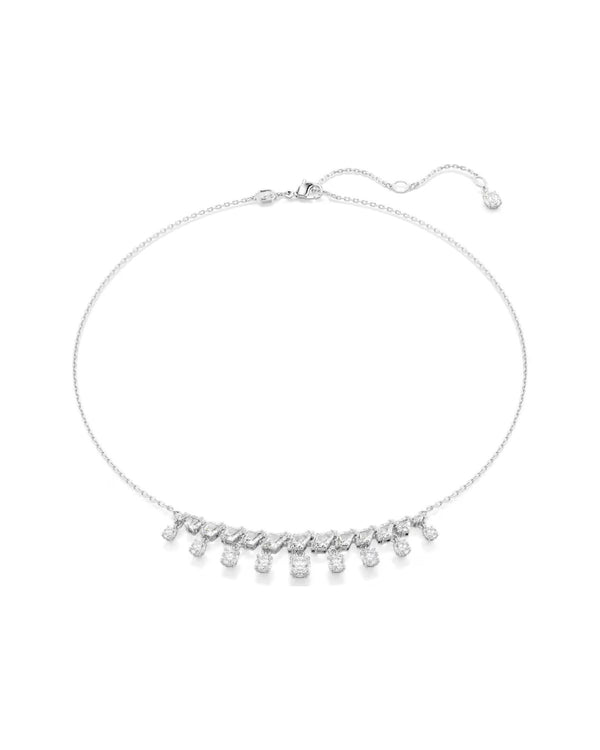 Idyllia necklace Mixed cuts, Snowflake, White, Rhodium plated