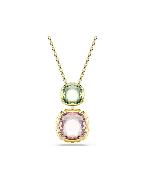 Chroma pendant Cushion cut, Multicoloured, Gold-tone plated