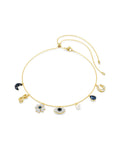 Symbolica choker Crystal pearl, Moon, infinity, clover, evil eye and horseshoe, Blue, Gold-tone plated 5692164