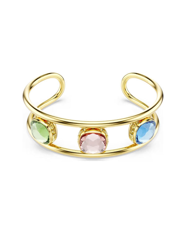 Chroma cuff Cushion cut, Multicoloured, Gold-tone plated