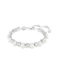 Matrix Tennis bracelet Crystal pearl, Round cut, White, Rhodium plated 5689625