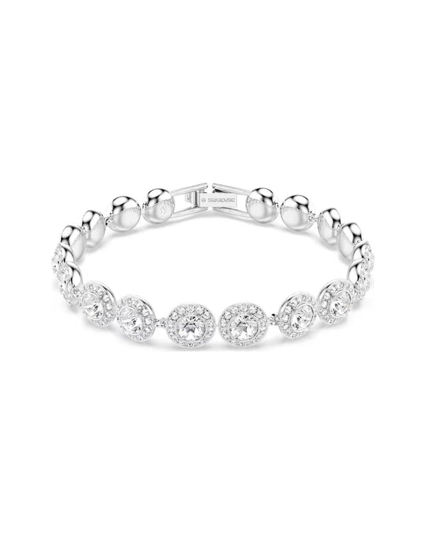 Una Tennis bracelet Round cut, White, Rhodium plated