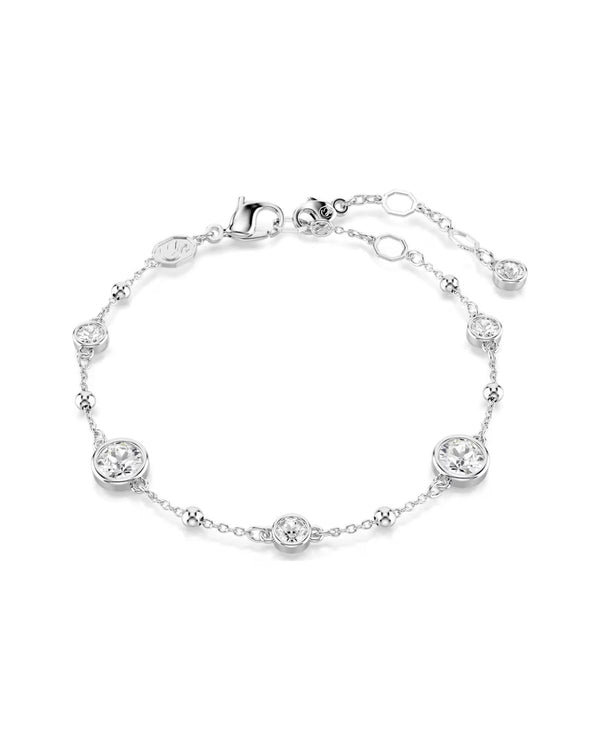 Imber bracelet Round cut, White, Rhodium plated