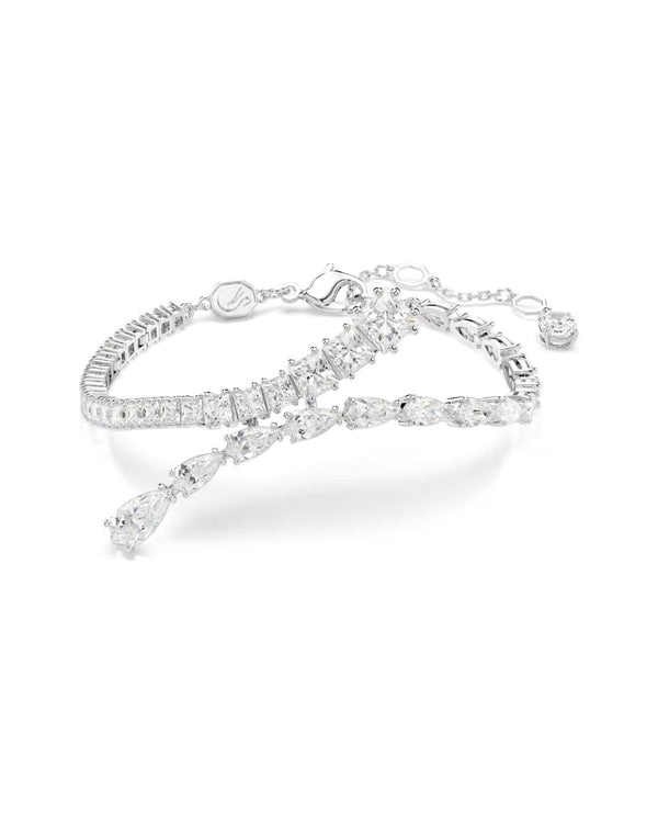 Matrix bracelet Mixed cuts, White, Rhodium plated