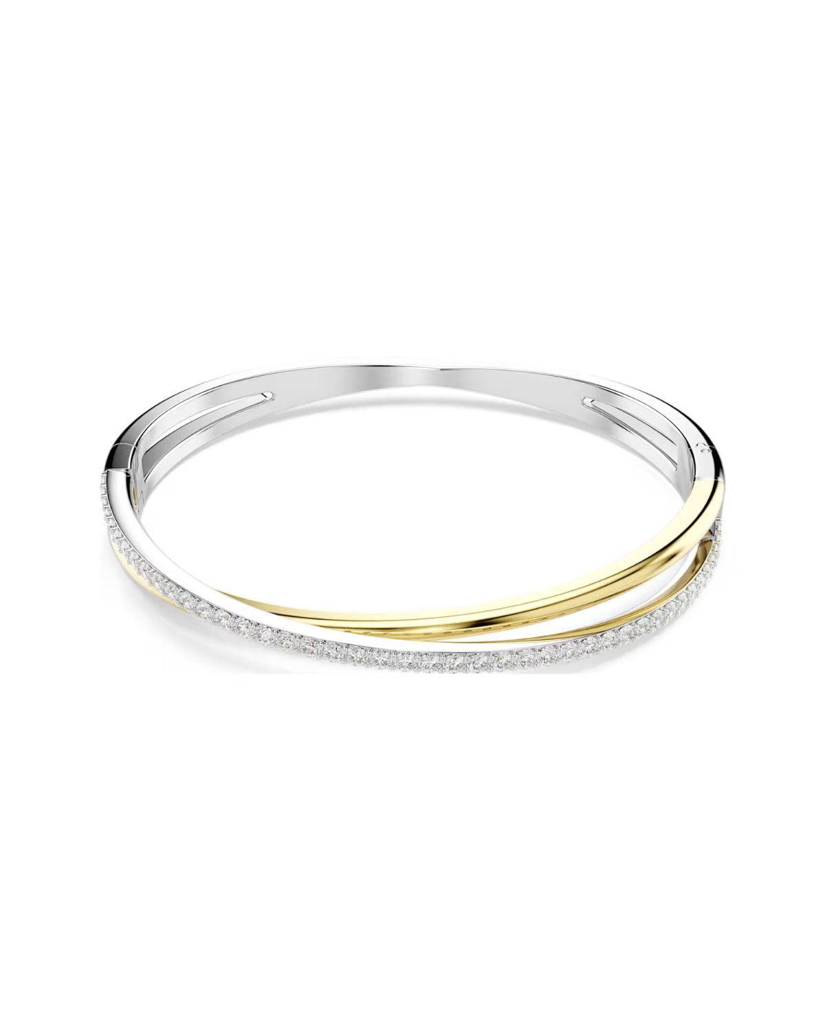 Hyperbola bangle Round cut, White, Mixed metal finish 5689722