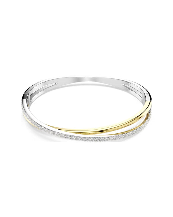 Hyperbola bangle Round cut, White, Mixed metal finish