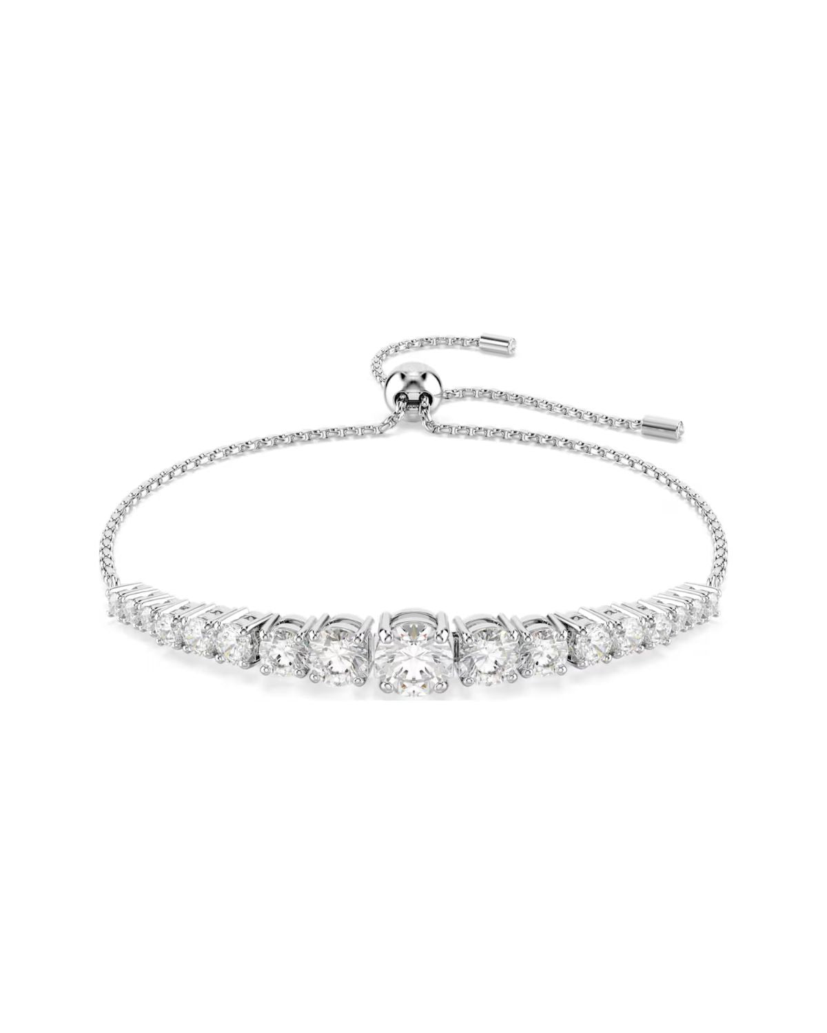 Matrix bracelet Gradient of round cuts, White, Rhodium plated 5690677