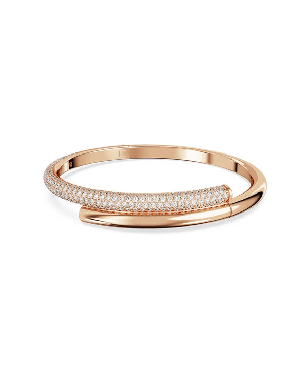 Dextera bangle Magnetic closure, White, Rose gold-tone plated
