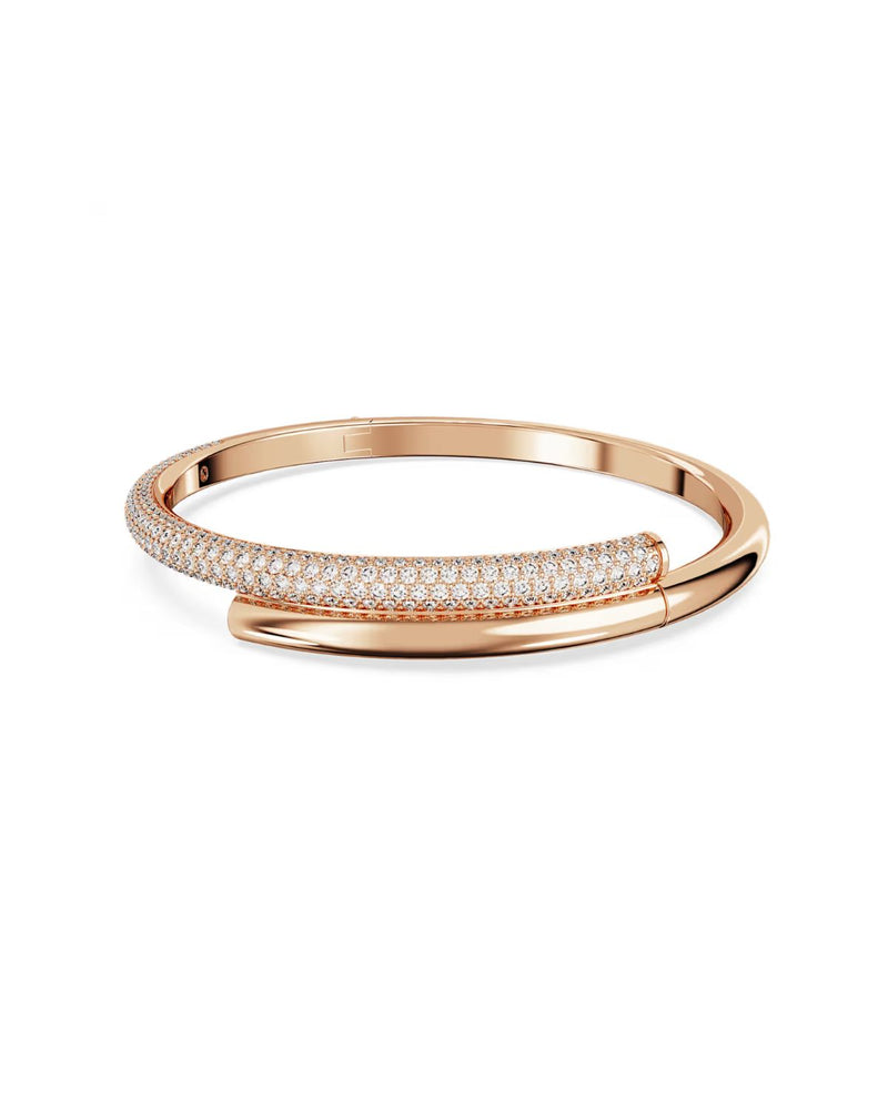 Dextera bangle Magnetic closure, White, Rose gold-tone plated
