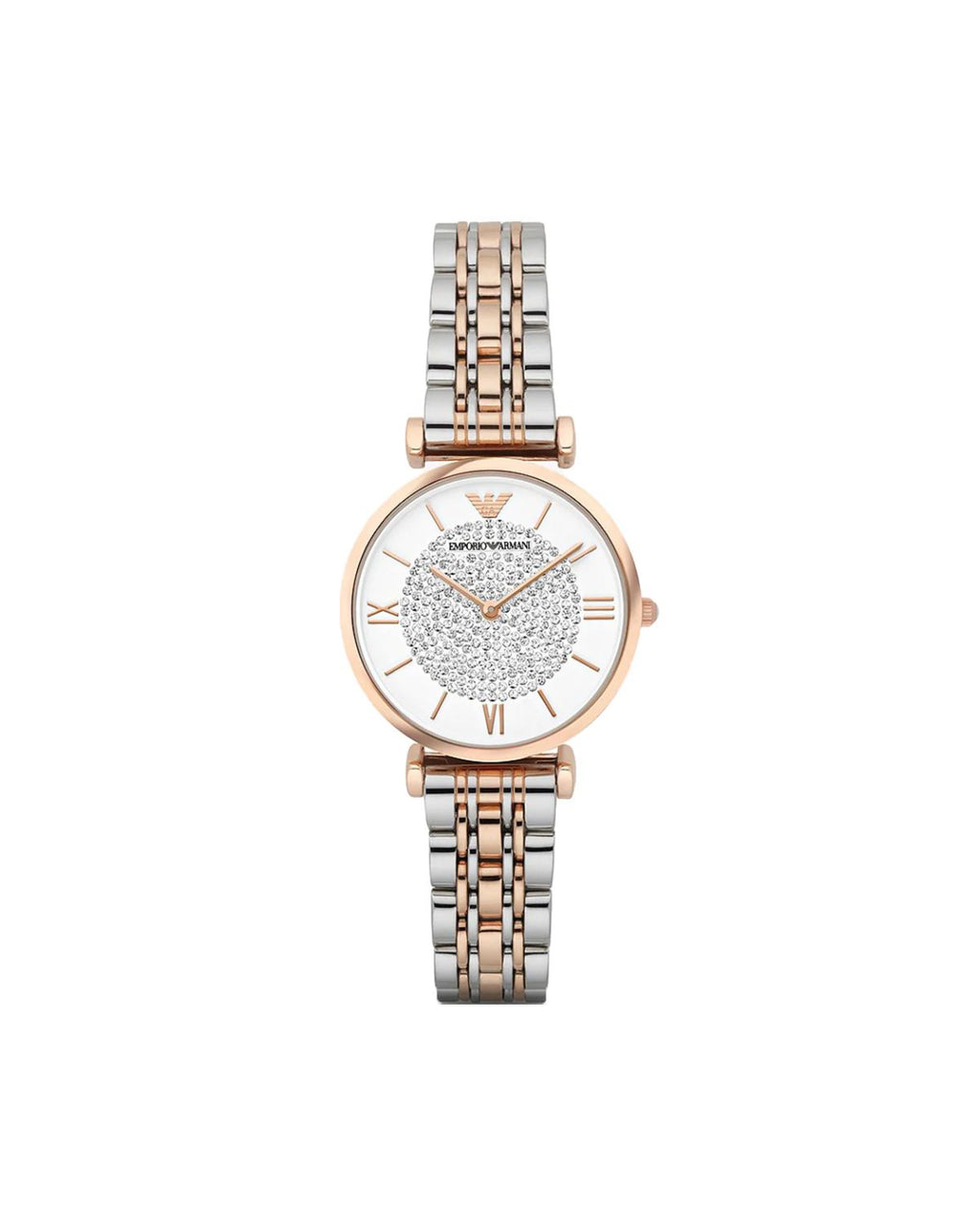 Emporio Armani Gianni T Bar White Dial Two Tone Steel Strap Watch For Women - AR1926