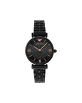 Emporio Armani Gianni T Bar All Black Diamond Dial Watch For Women - AR11245