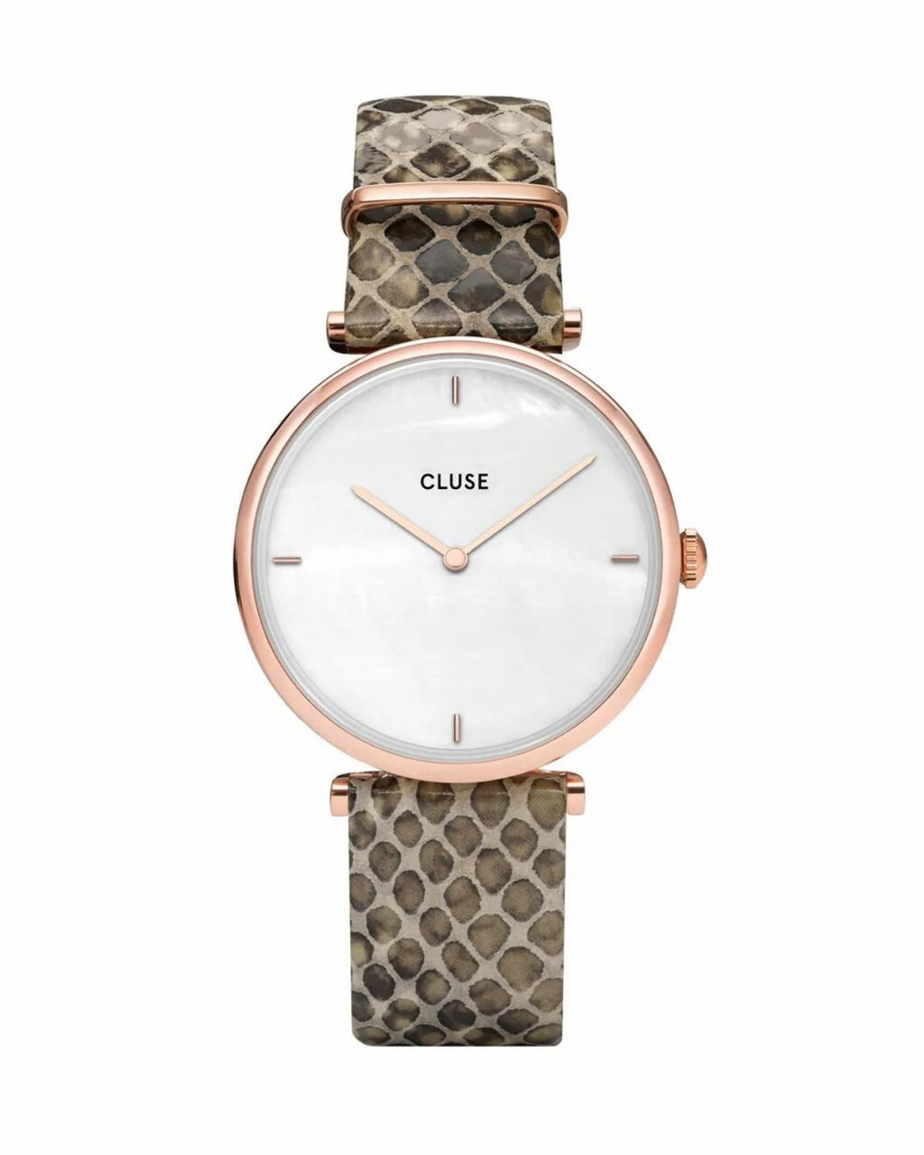Cluse Triomphe Rose Gold White Pearl/Soft Almond Python band CL61007