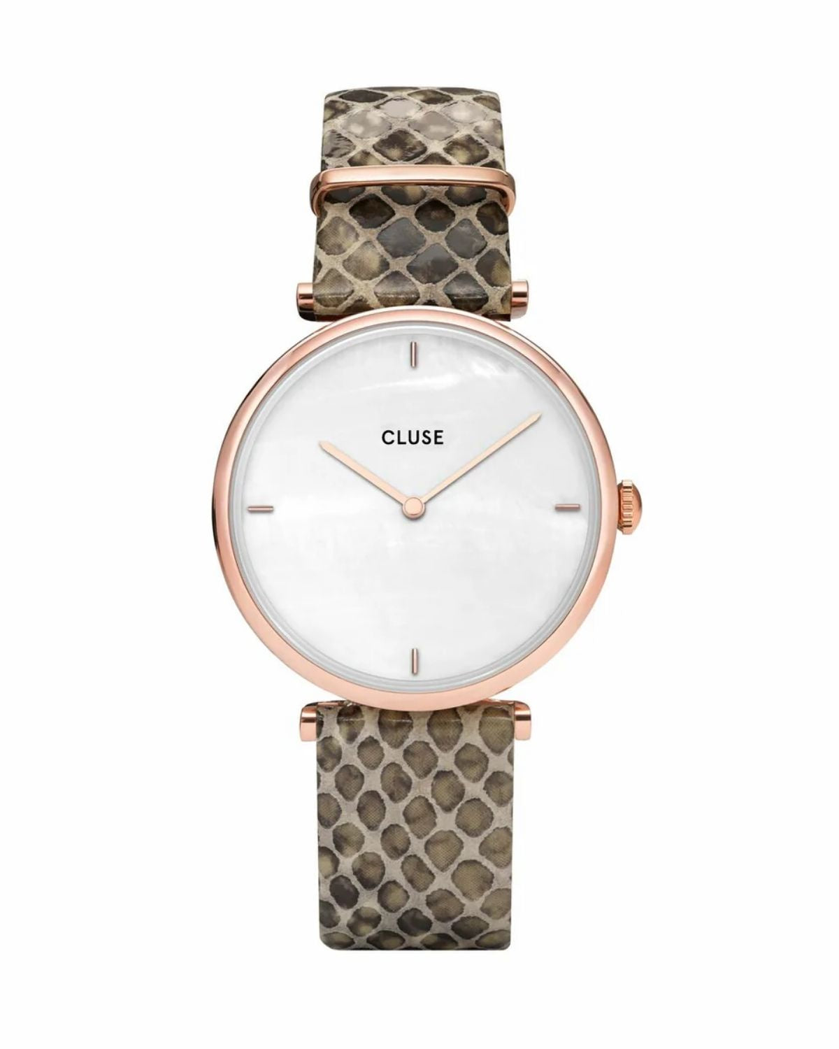 Cluse Triomphe Rose Gold White Pearl/Soft Almond Python band CL61007