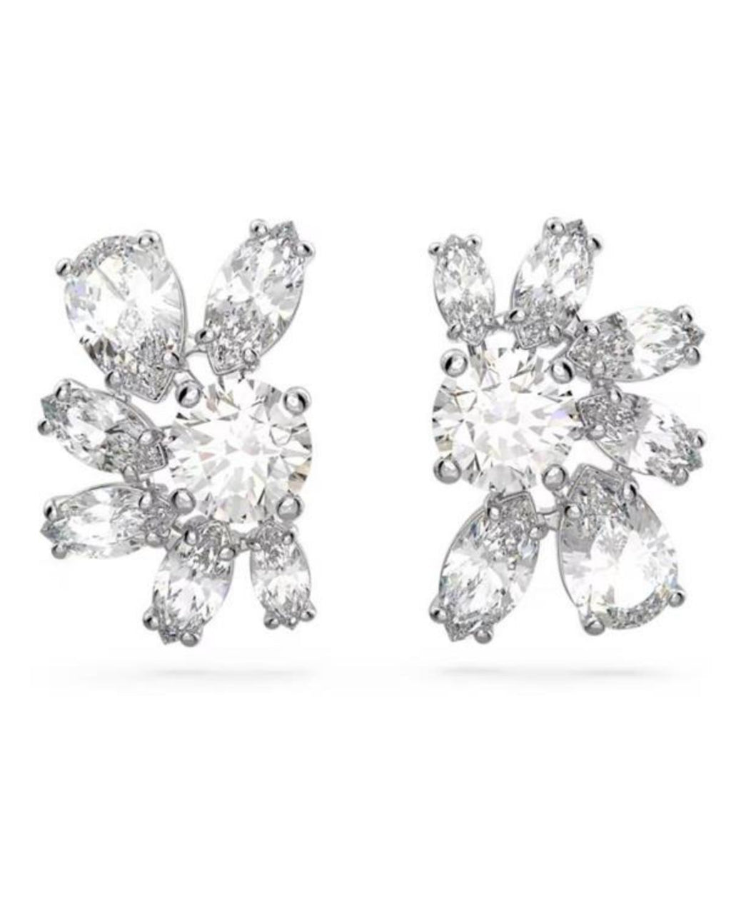 SWAROVSKI Gema Half Flower White Crystal Stud Earrings 5644679