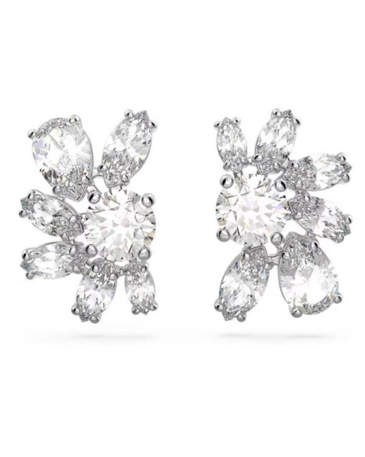 SWAROVSKI Gema Half Flower White Crystal Stud Earrings 5644679