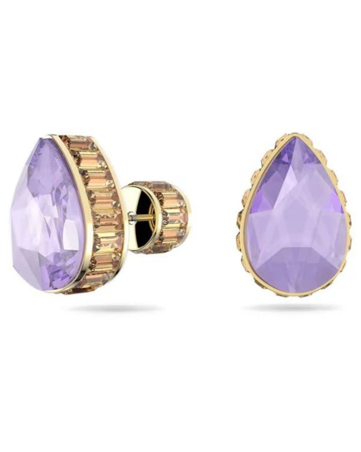 SWAROVSKI Orbita Purple Pear Shaped Crystal Gold Tone Studs 5641405