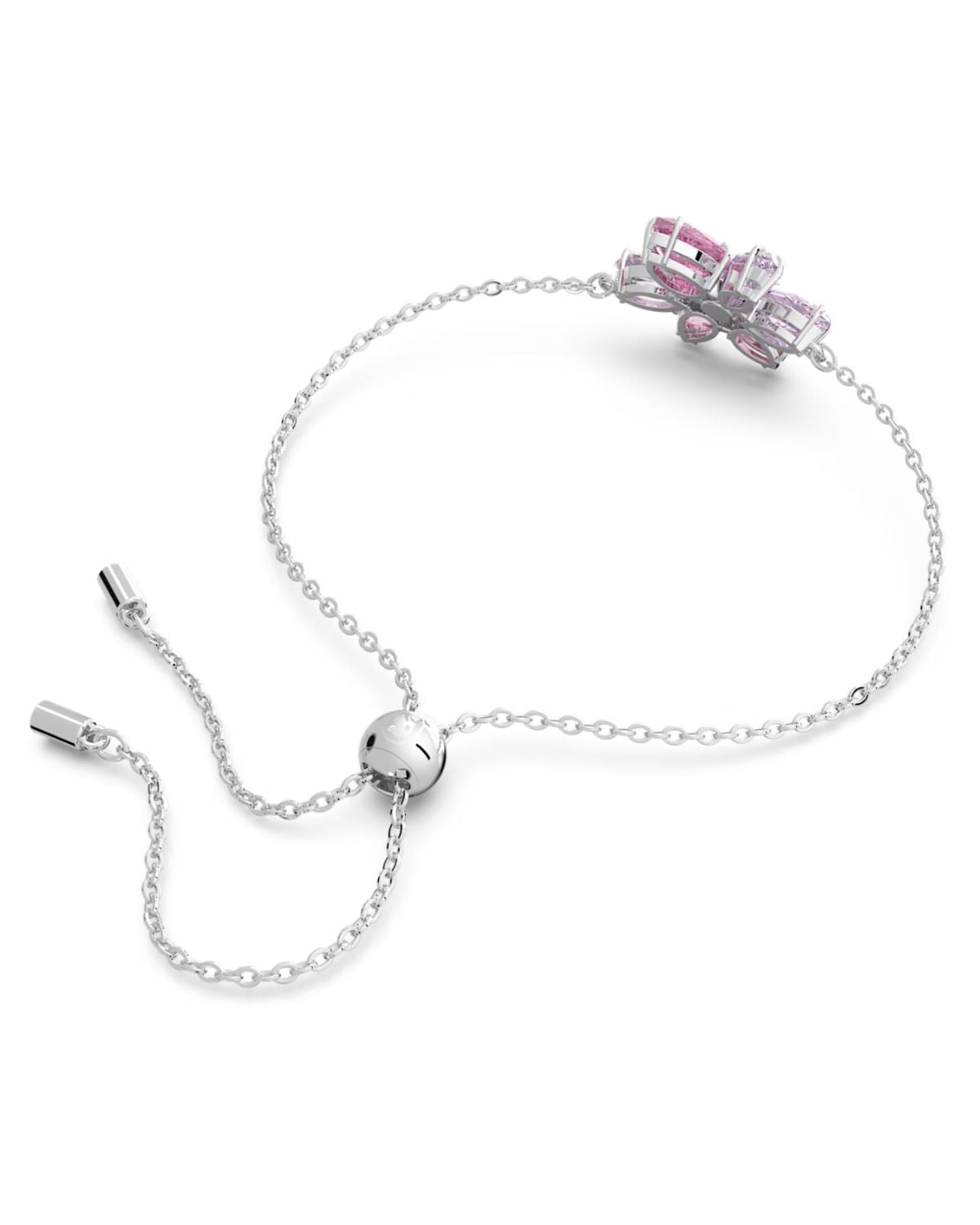 Gema Pink Crystal Flower Bracelet Rhodium Plated 5658396