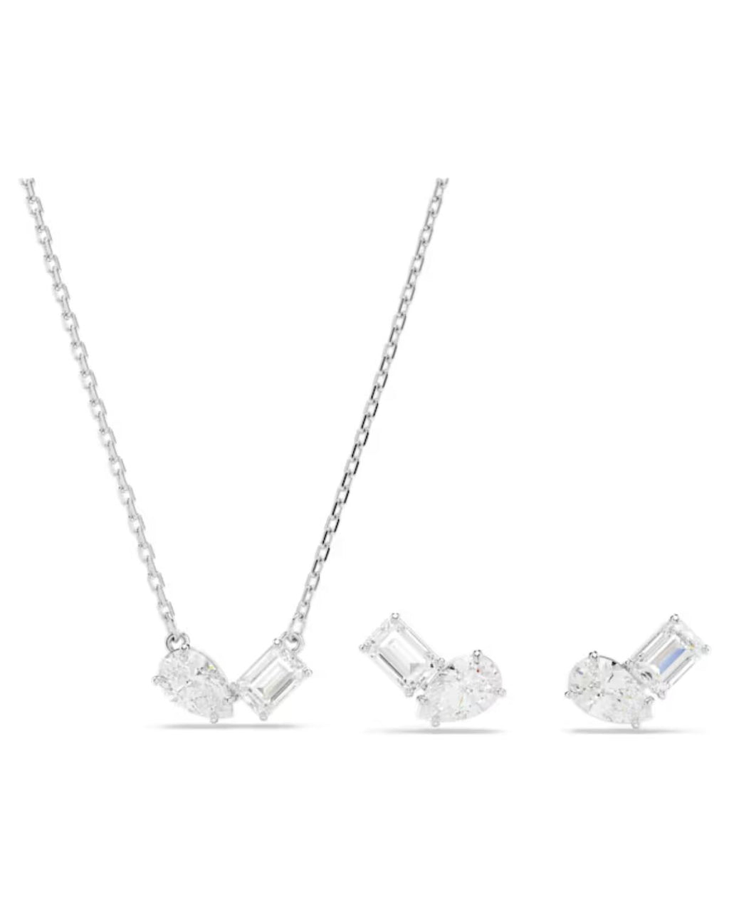 Mesmera set Mixed cuts, White, Rhodium plated 5665829