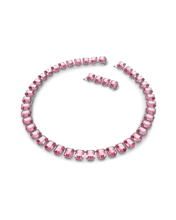 Millenia necklace, Octagon cut, Pink, Rhodium plated