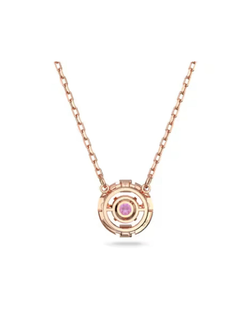 Swarovski Sparkling Dance necklace, Round cut, Red, Rose gold-tone plated