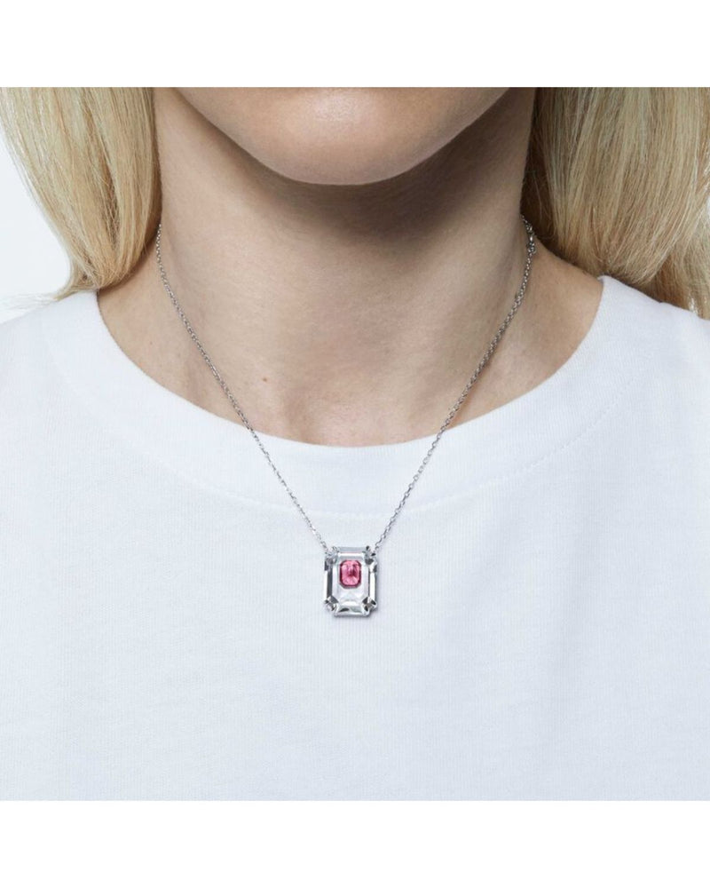 Chroma necklace Pink, Rhodium plated