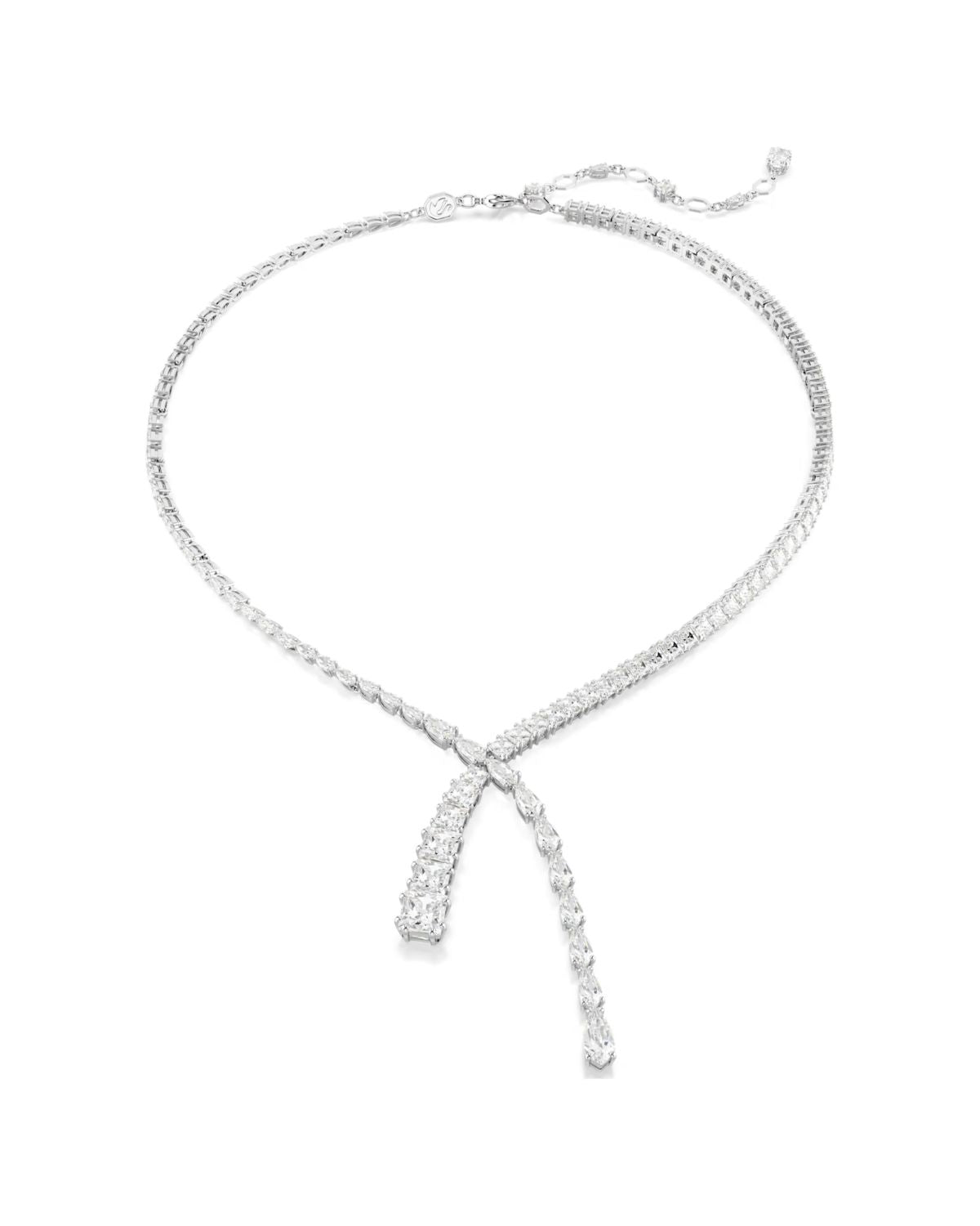 Matrix Y necklace Mixed cuts, White, Rhodium plated 5692533