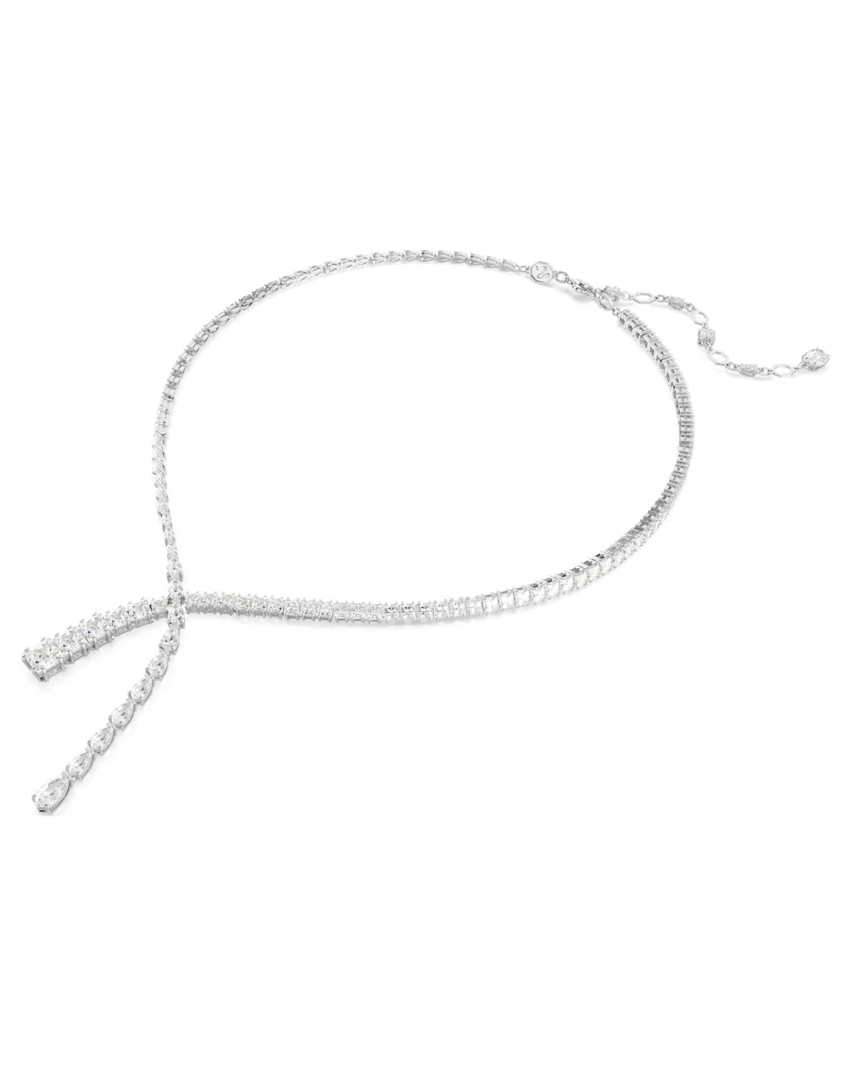 Matrix Y necklace Mixed cuts, White, Rhodium plated 5692533