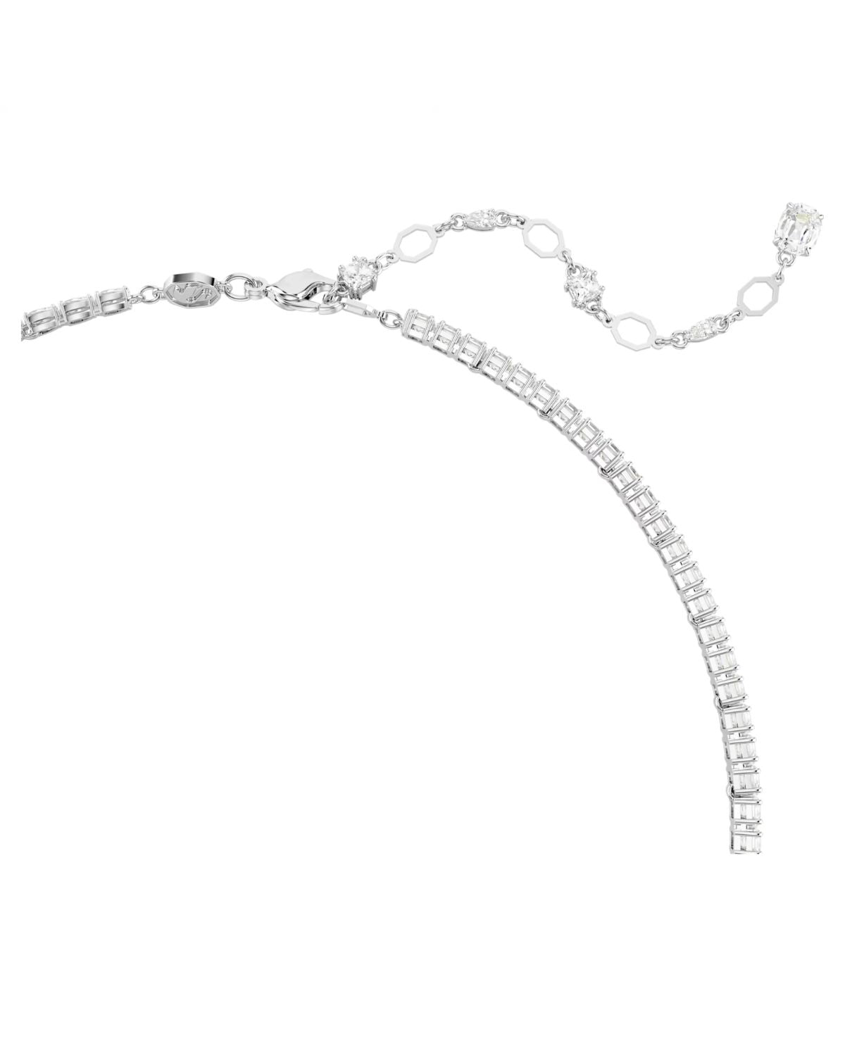 Matrix Y necklace Mixed cuts, White, Rhodium plated 5692533