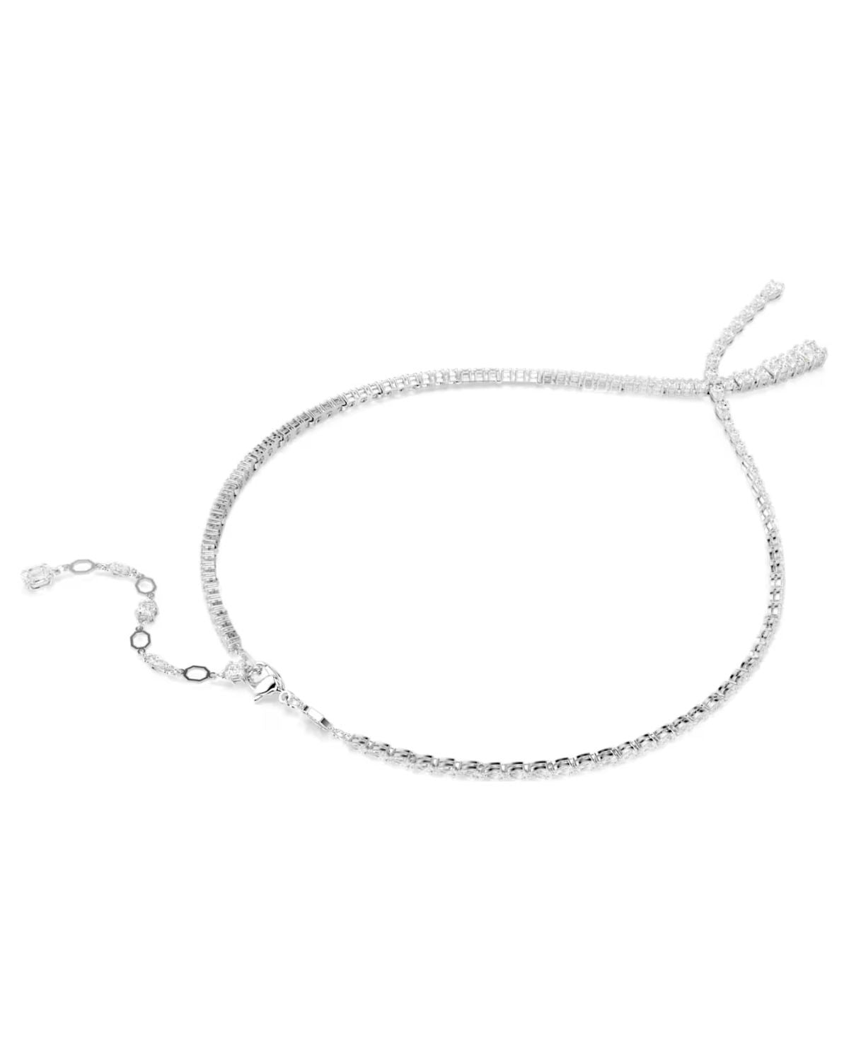 Matrix Y necklace Mixed cuts, White, Rhodium plated 5692533