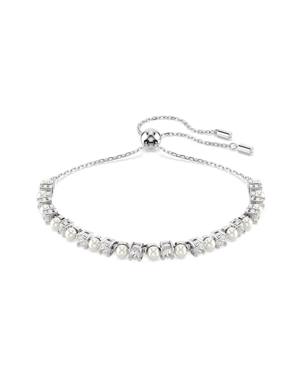 Matrix bracelet Crystal pearl, Round cut, White, Rhodium plated M 5689633