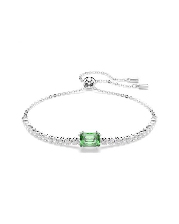 Matrix Tennis bracelet Mixed cuts, Green, Rhodium plated