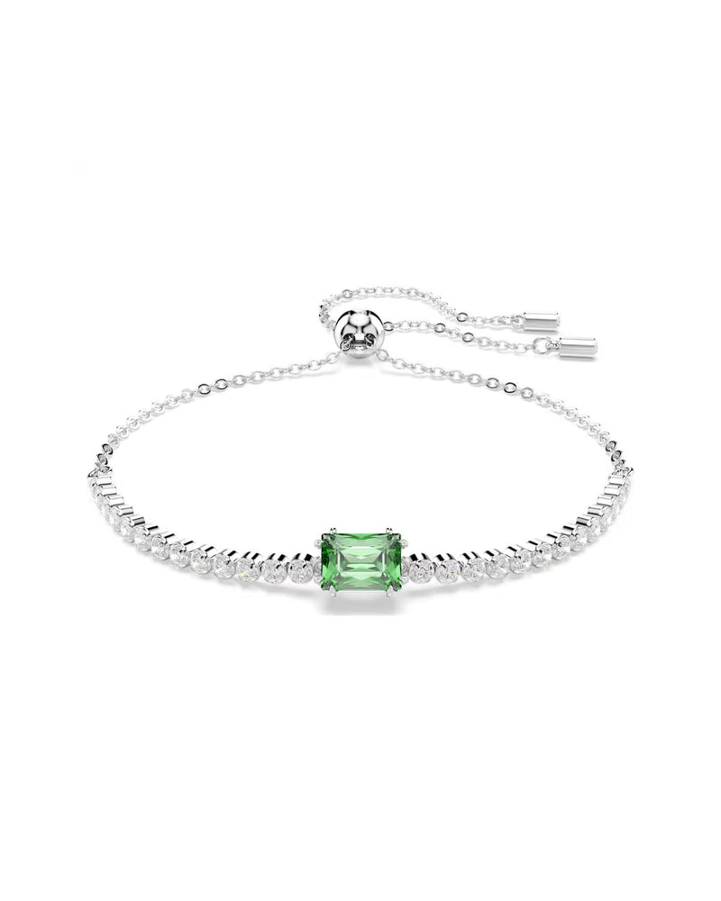 Matrix Tennis bracelet Mixed cuts, Green, Rhodium plated