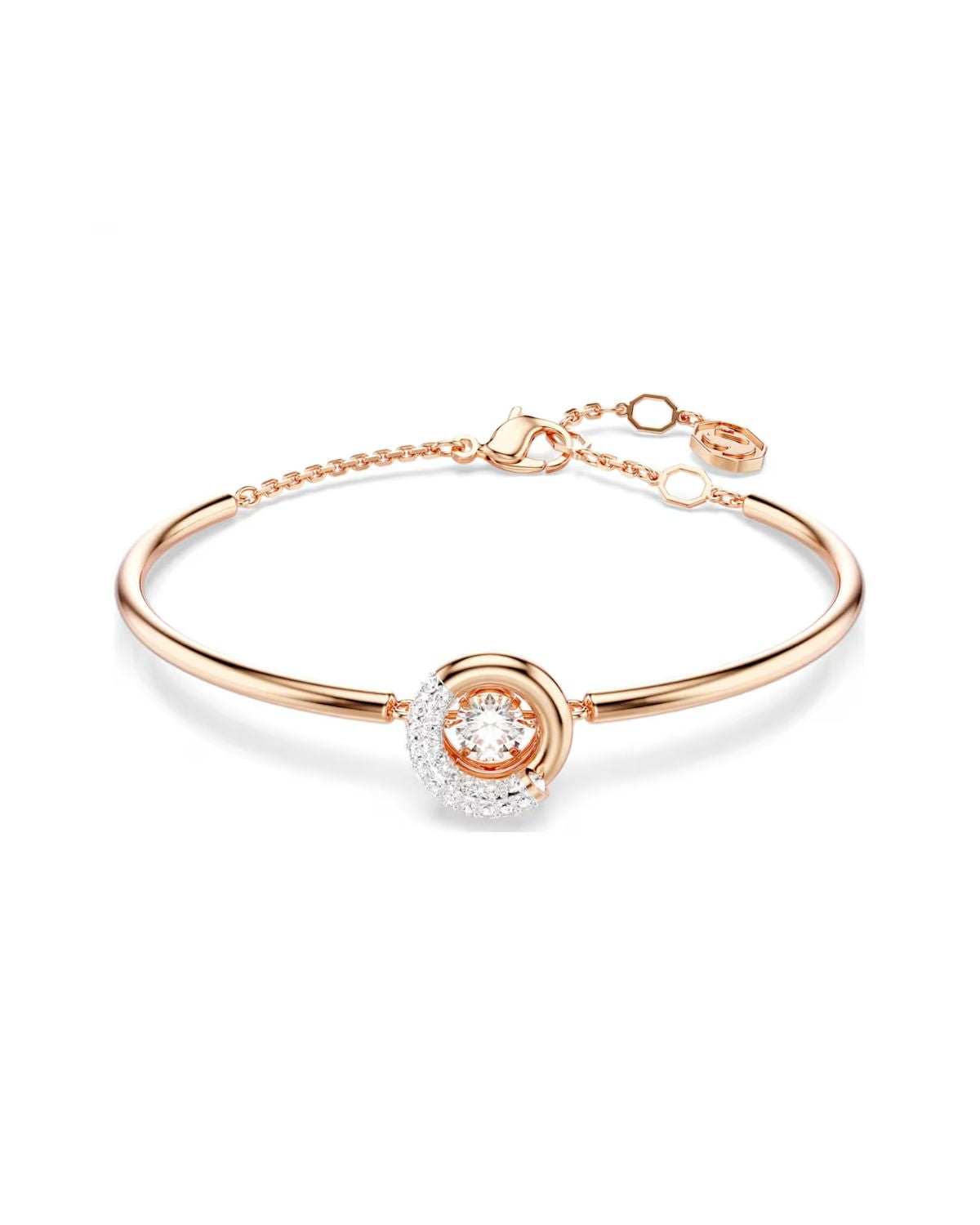 Dextera bangle Round cut, White, Rose gold-tone plated 5692259