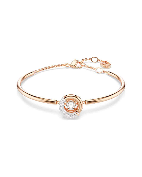 Dextera bangle Round cut, White, Rose gold-tone plated