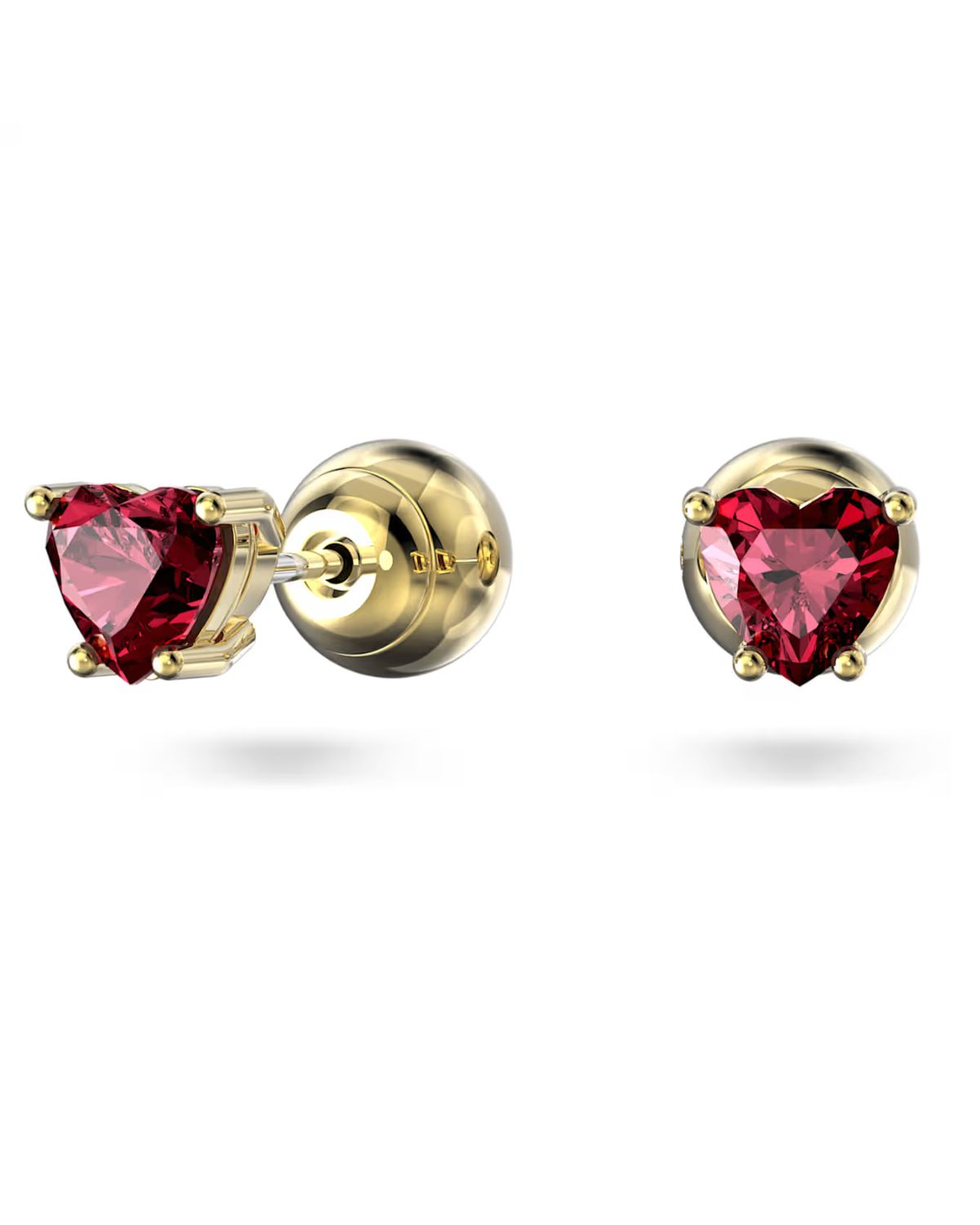 Chroma stud earrings Heart, Red, 18k gold finish 5639133