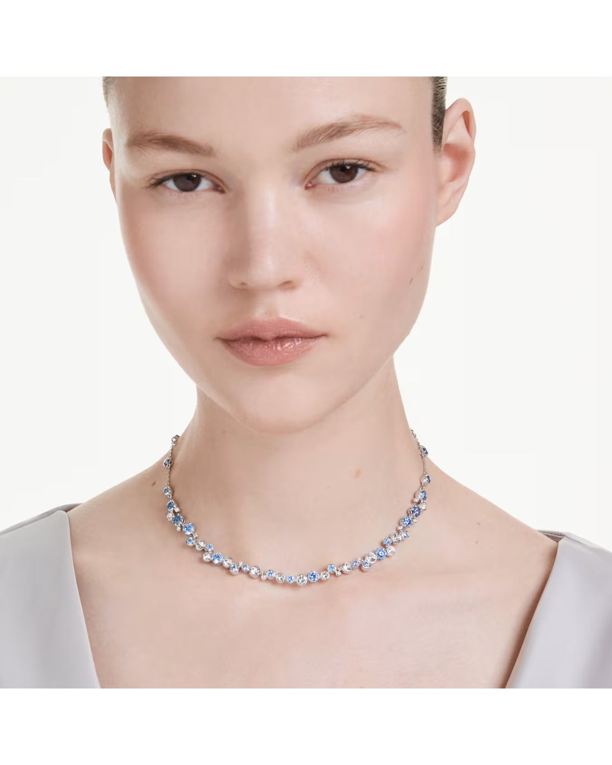 Constella necklace Mixed cuts, Blue, Rhodium plated 5732255