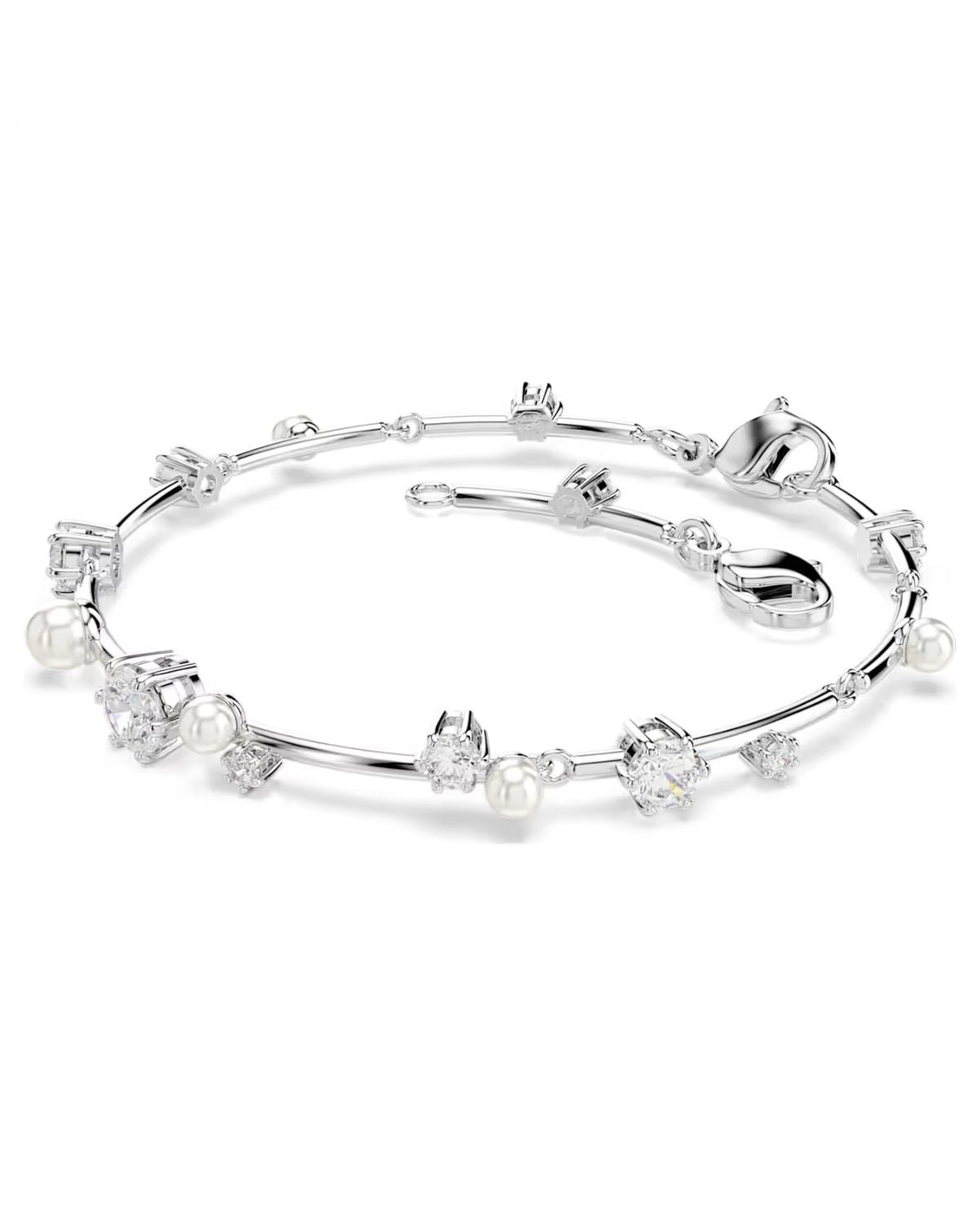 Constella bracelet Crystal pearl, Round cuts, White, Rhodium plated 5707511