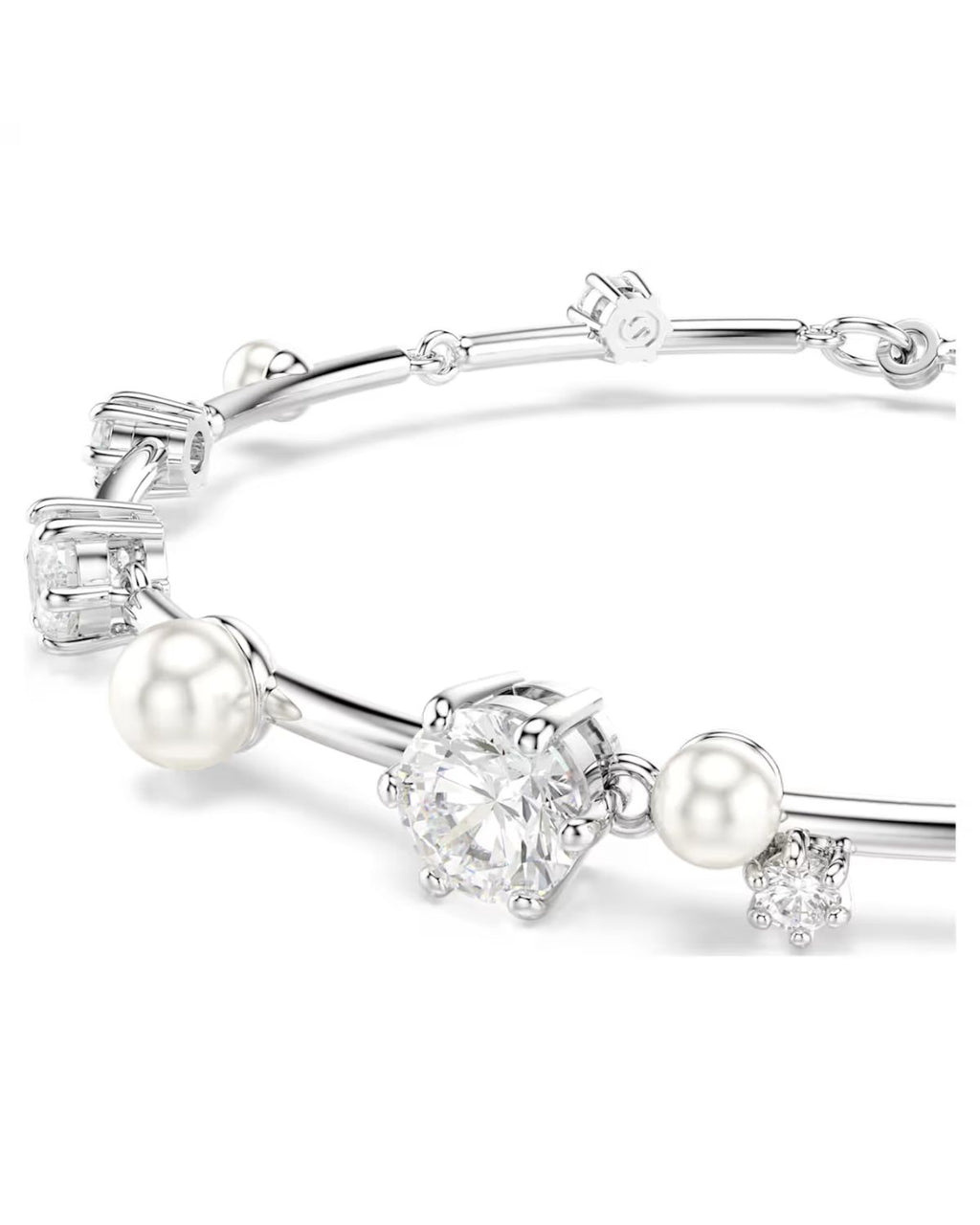 Constella bracelet Crystal pearl, Round cuts, White, Rhodium plated 5707511