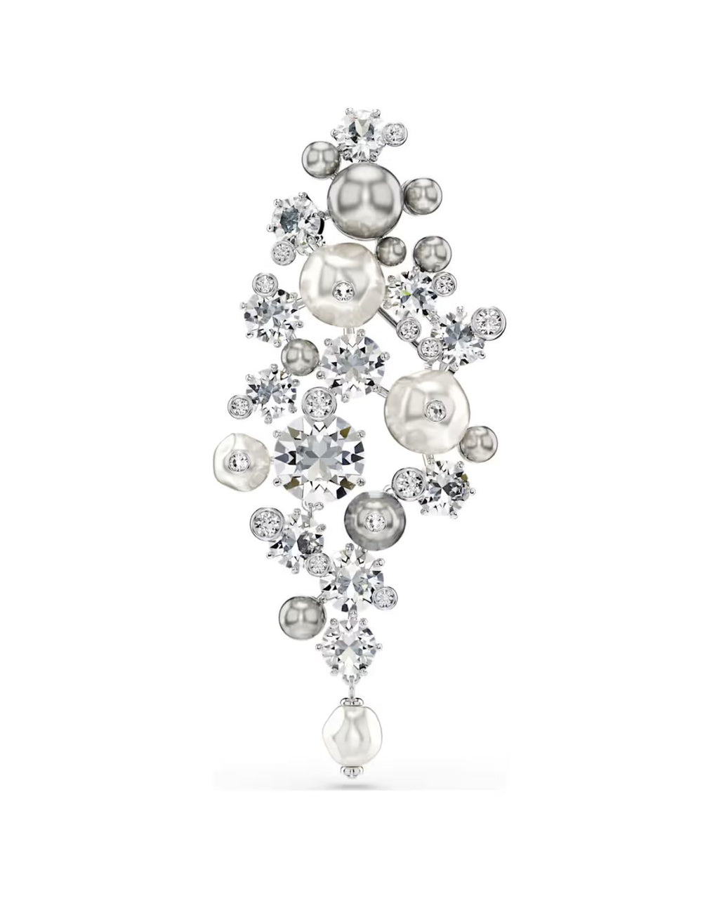 Constella brooch Crystal pearl, Round cut, White, Rhodium plated 5722516