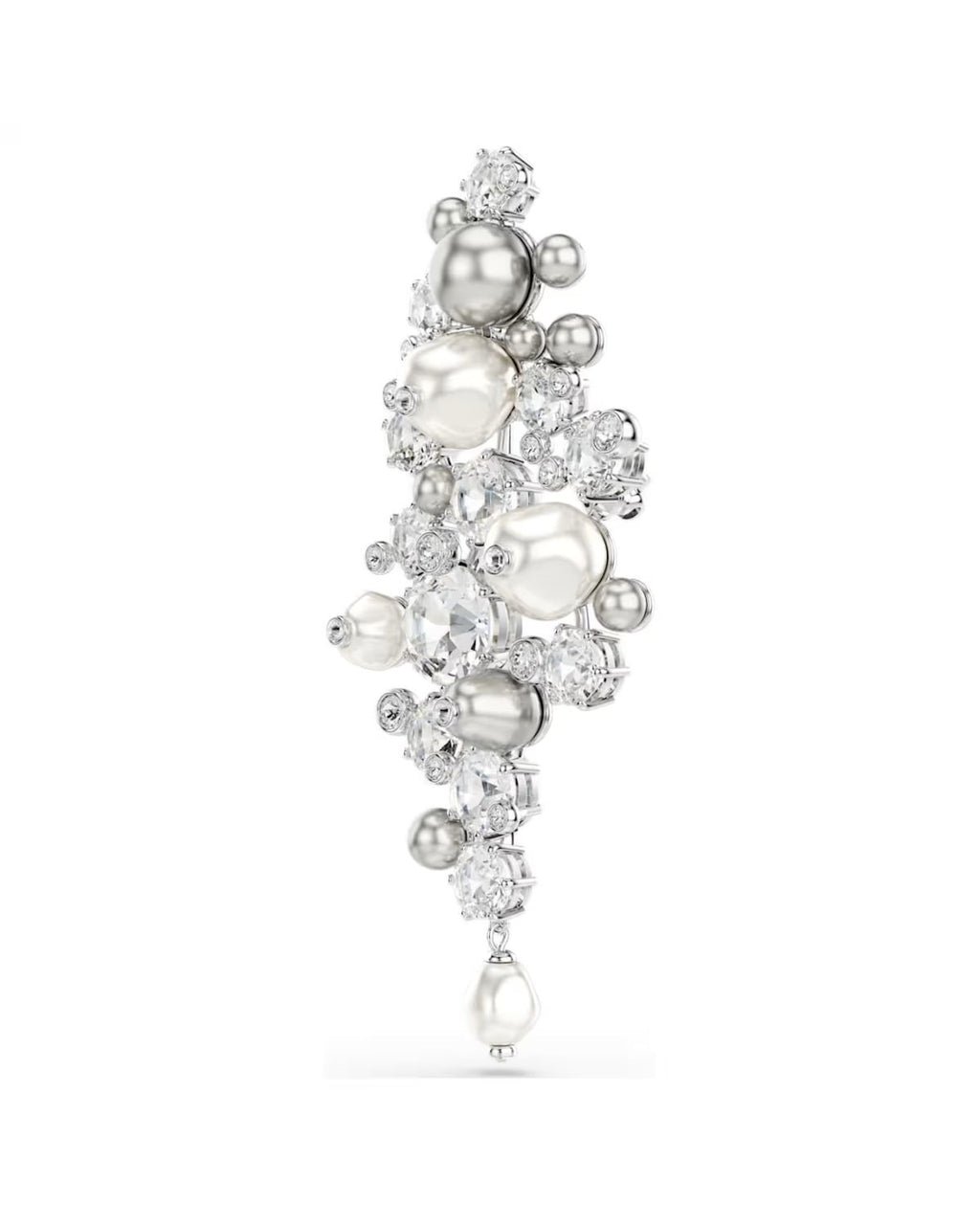 Constella brooch Crystal pearl, Round cut, White, Rhodium plated 5722516