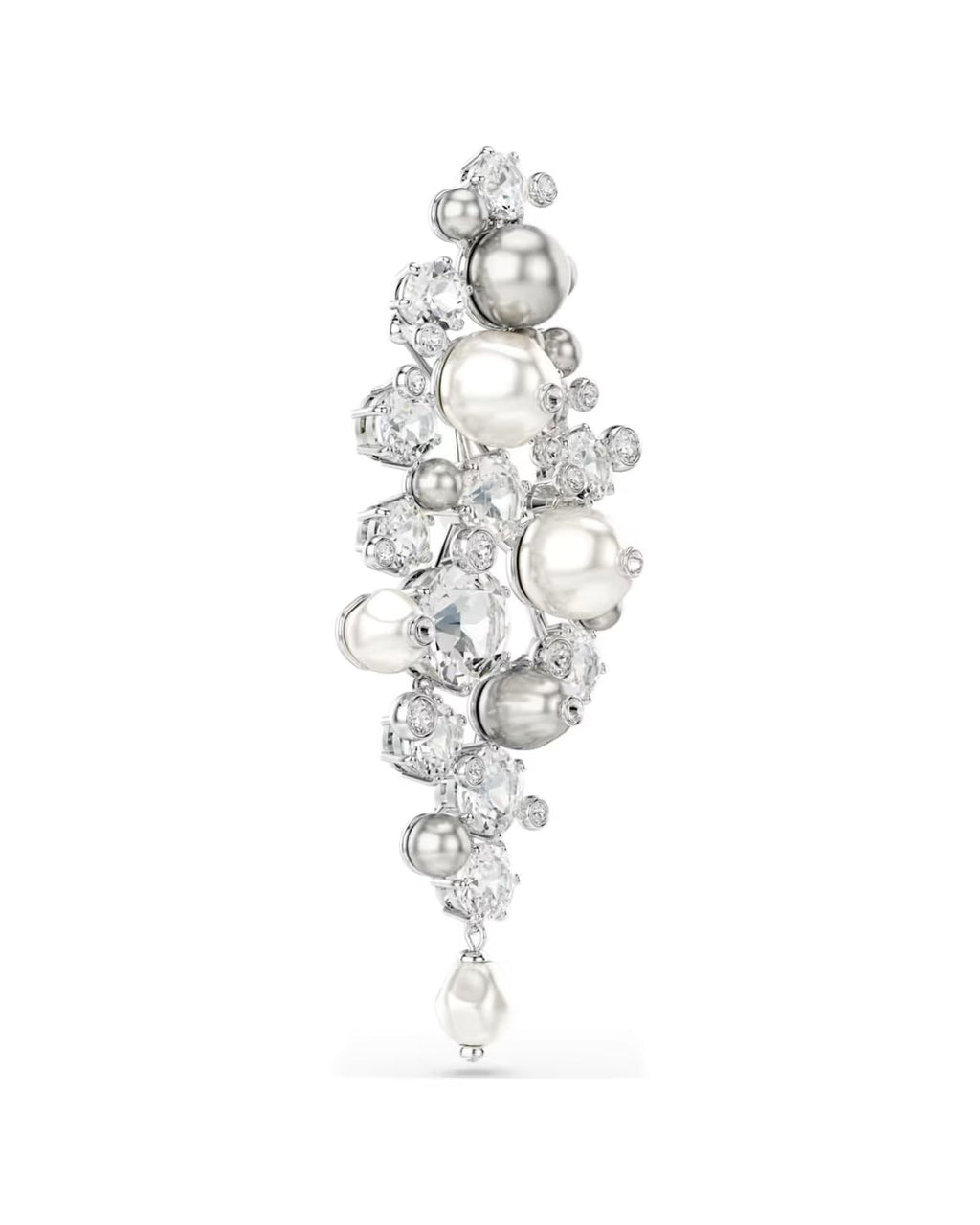 Constella brooch Crystal pearl, Round cut, White, Rhodium plated 5722516