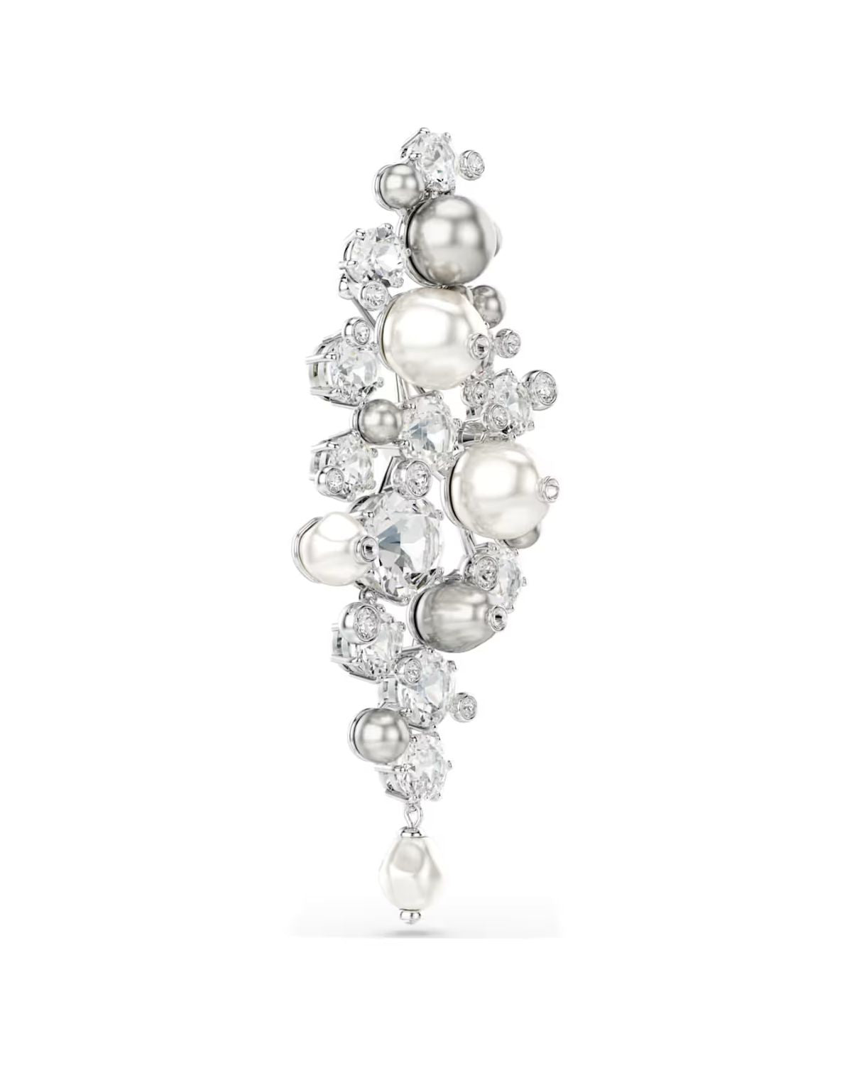 Constella brooch Crystal pearl, Round cut, White, Rhodium plated 5722516