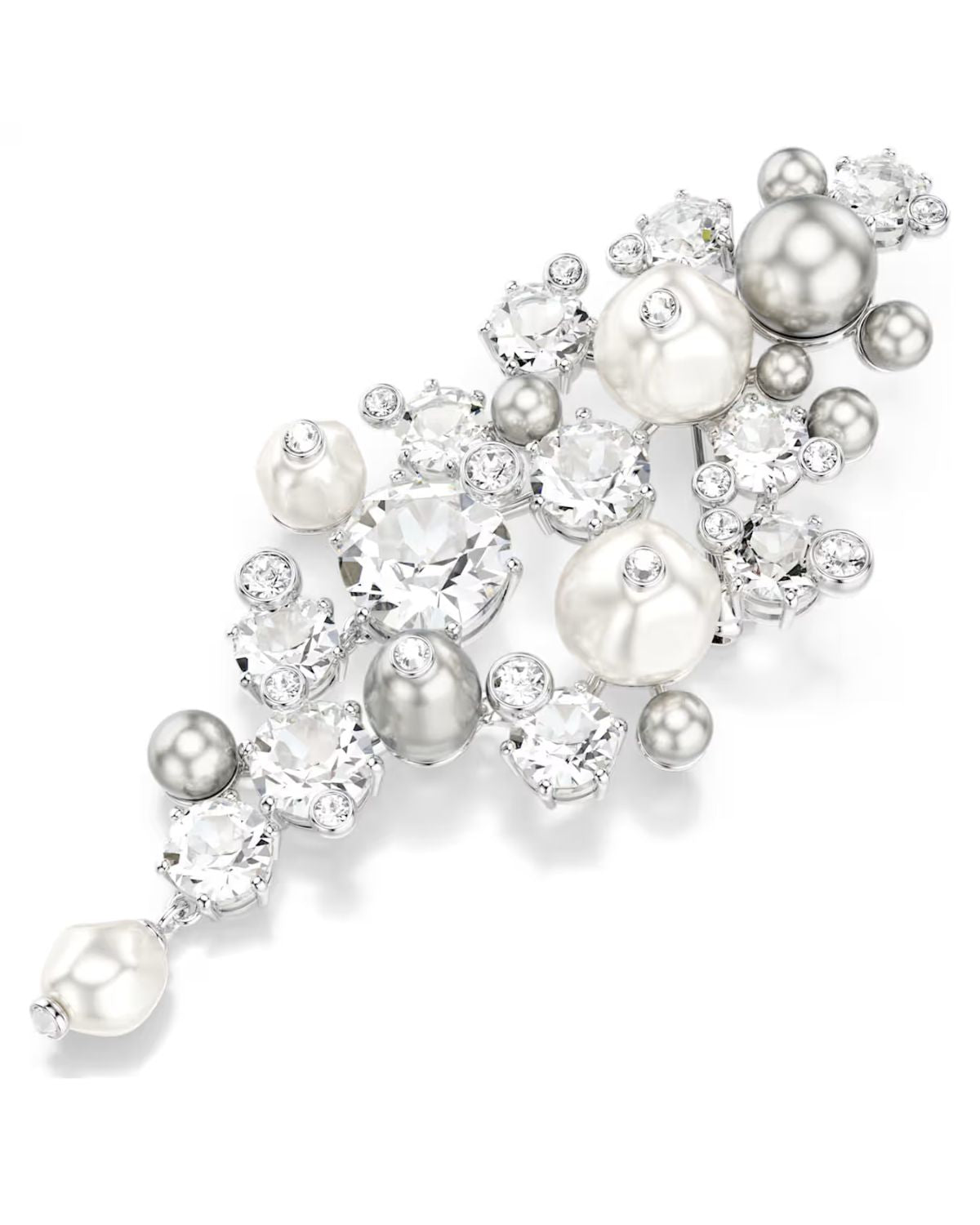 Constella brooch Crystal pearl, Round cut, White, Rhodium plated 5722516