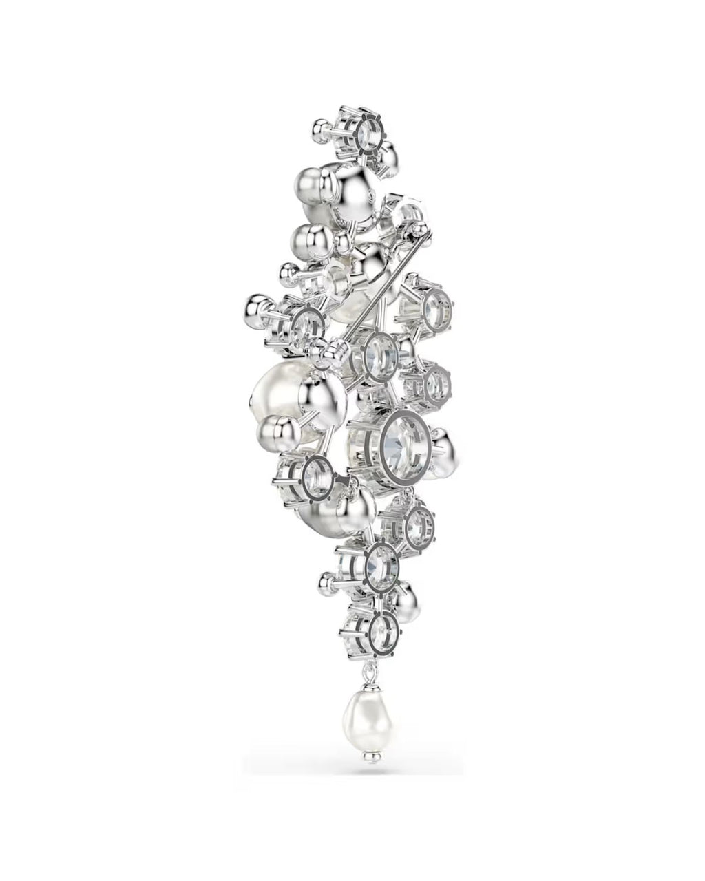 Constella brooch Crystal pearl, Round cut, White, Rhodium plated 5722516