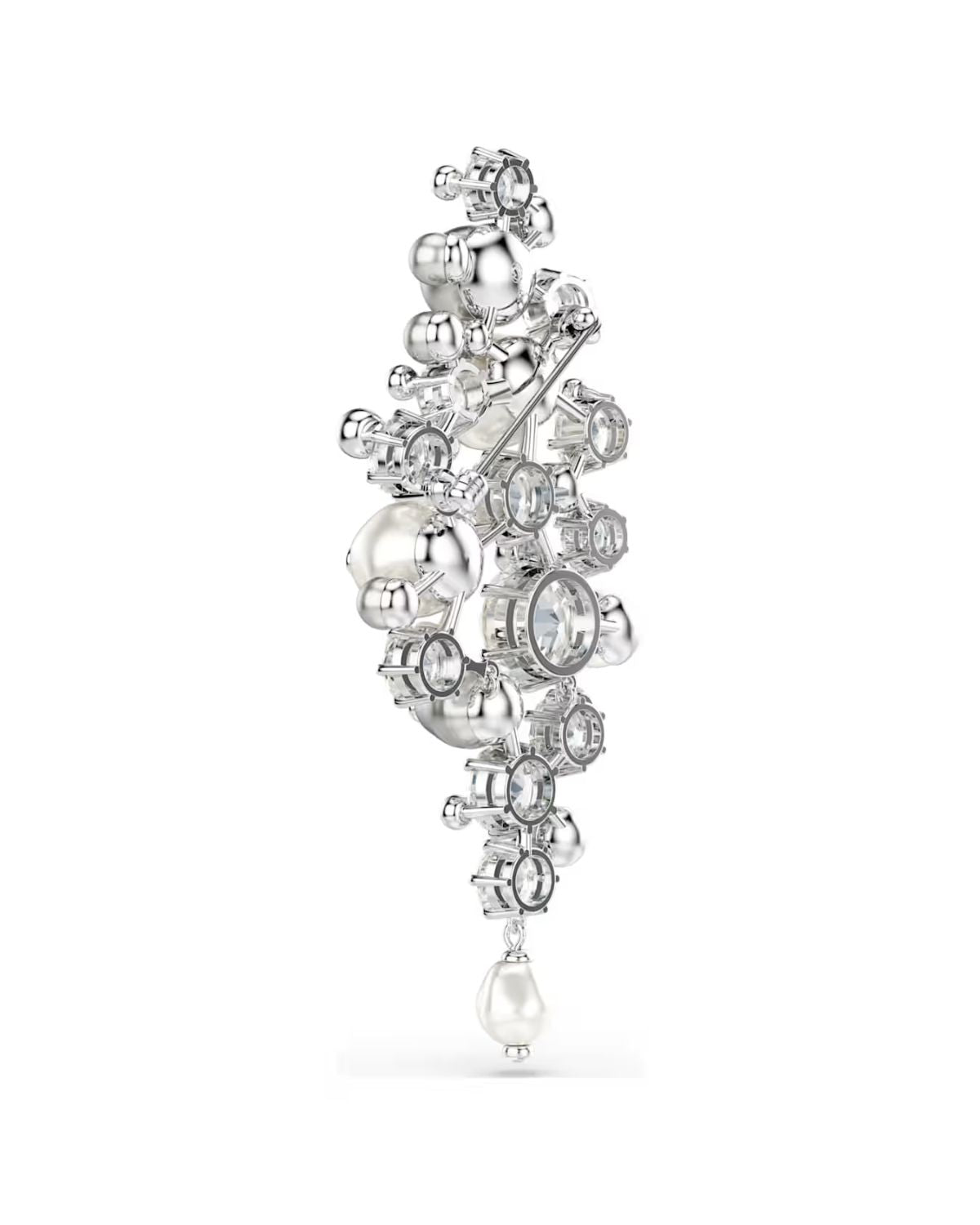 Constella brooch Crystal pearl, Round cut, White, Rhodium plated 5722516