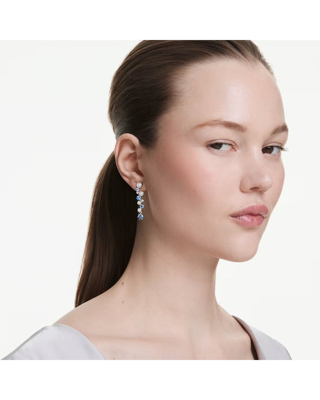 Constella drop earrings Mixed cuts, Blue, Rhodium plated 5732775