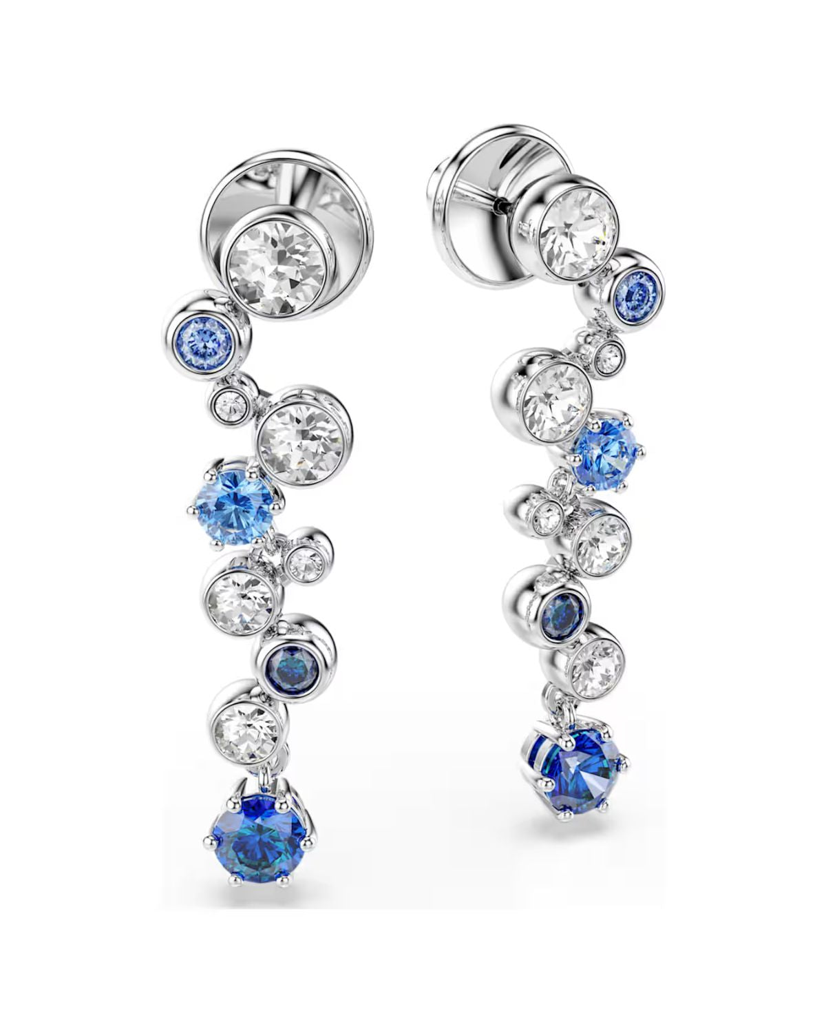 Constella drop earrings Mixed cuts, Blue, Rhodium plated 5732775