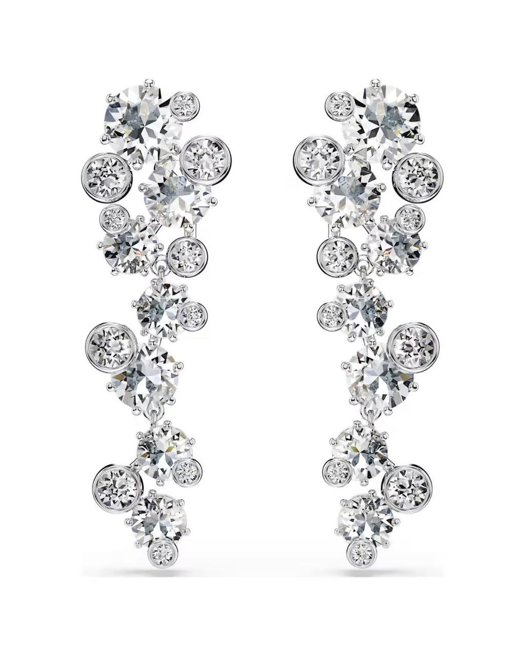 Constella drop earrings Mixed cuts, White, Rhodium plated 5732252