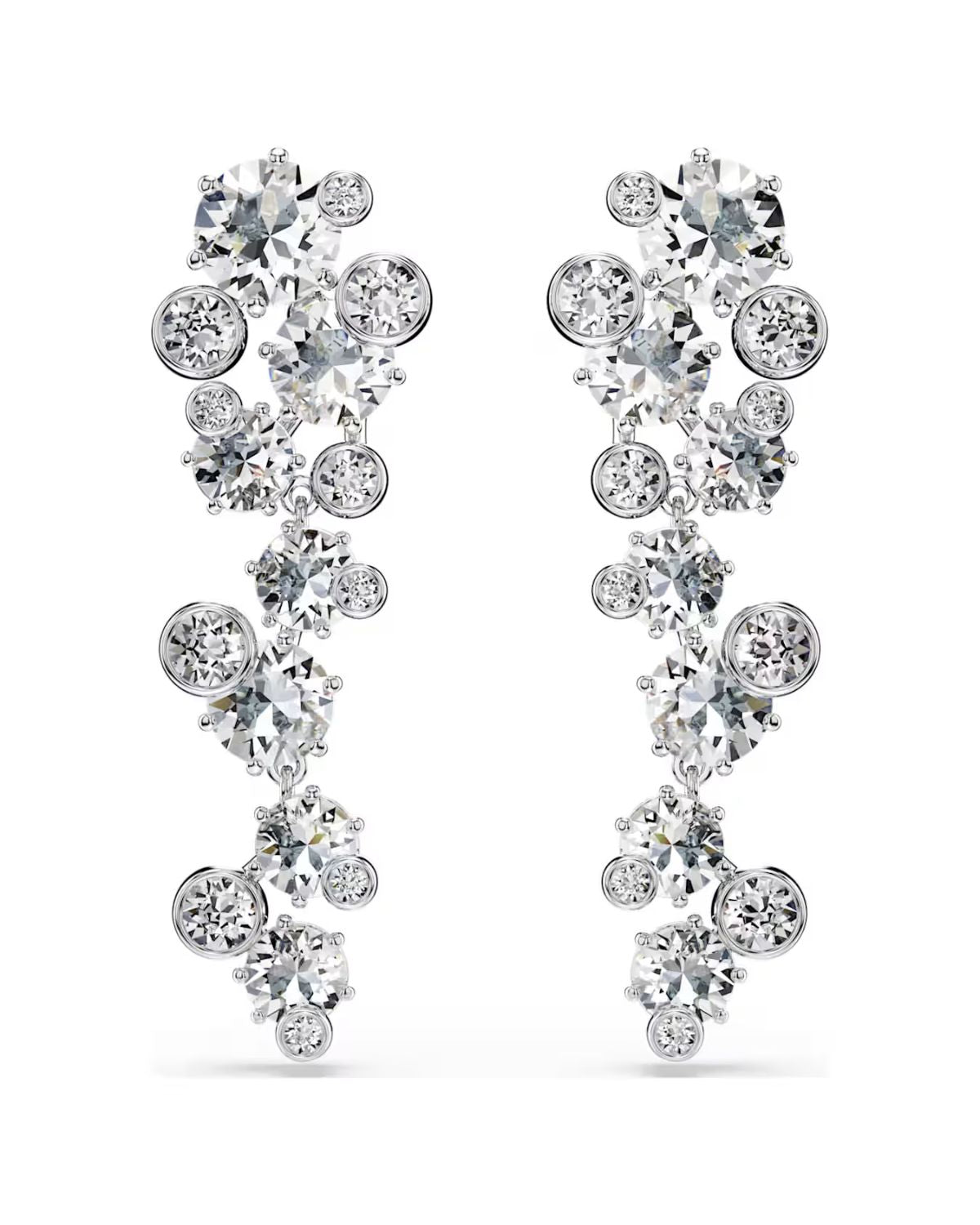 Constella drop earrings Mixed cuts, White, Rhodium plated 5732252
