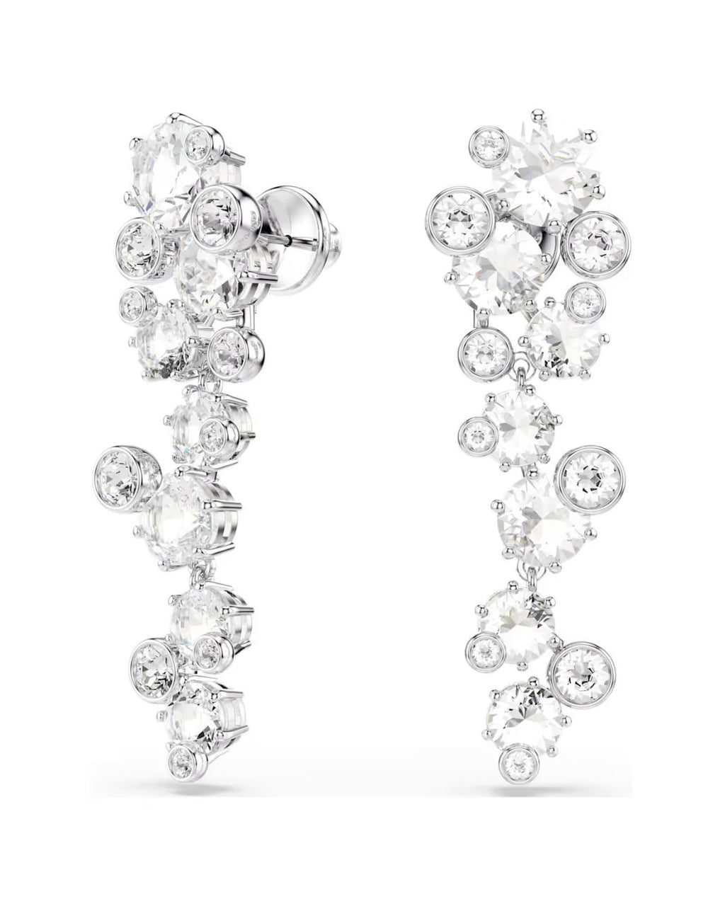 Constella drop earrings Mixed cuts, White, Rhodium plated 5732252